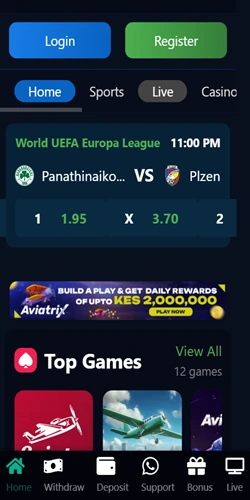 Sofabets Kenya Mobile App Interface